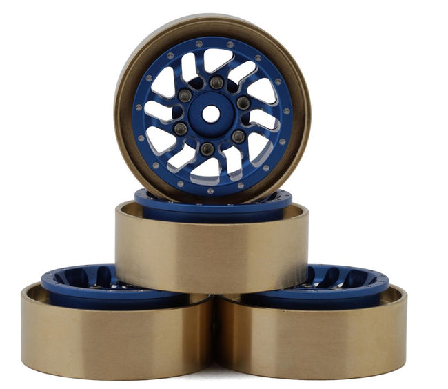 Samix Aluminum & Brass Adjustable Offset 1.0" Beadlock Wheels for Traxxas TRX-4M (Blue) (4) (35g)