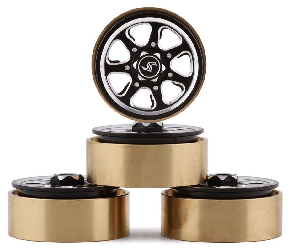 Samix SCX24 Aluminum & Brass 1.0" Beadlock Wheel Set w/Scale Hubs (Black) (4)