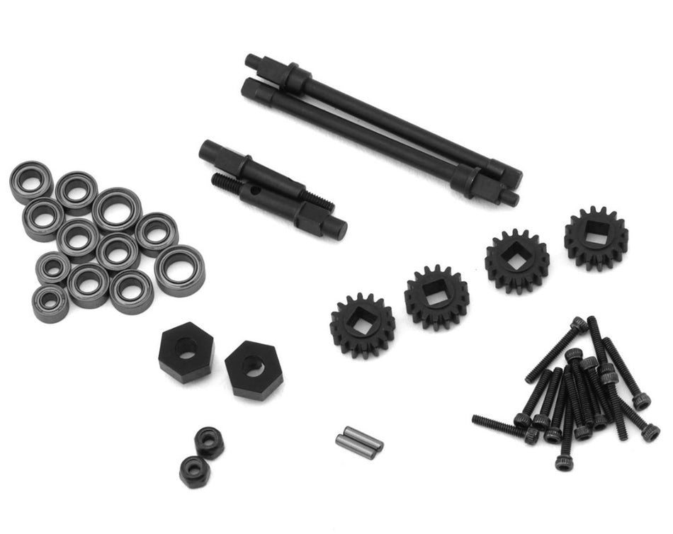 Treal Hobby Axial SCX24 Aluminum Rear Portal Axle Upgrade Kit (Black)