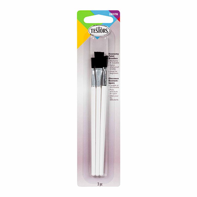 Testors TES281178 3 Piece Economy Flat Brush Set