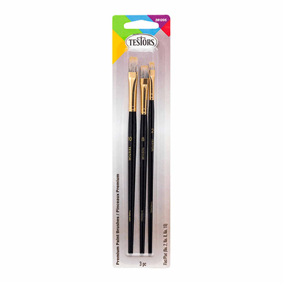 Testor 3 Piece Premium Flat Brush Set