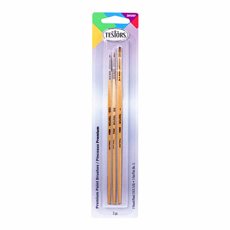 Testors TES281207 3 Piece Premium Assorted Brush Set