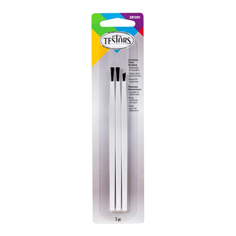 Testors TES281210 3 Piece Economy Assorted Brush Set