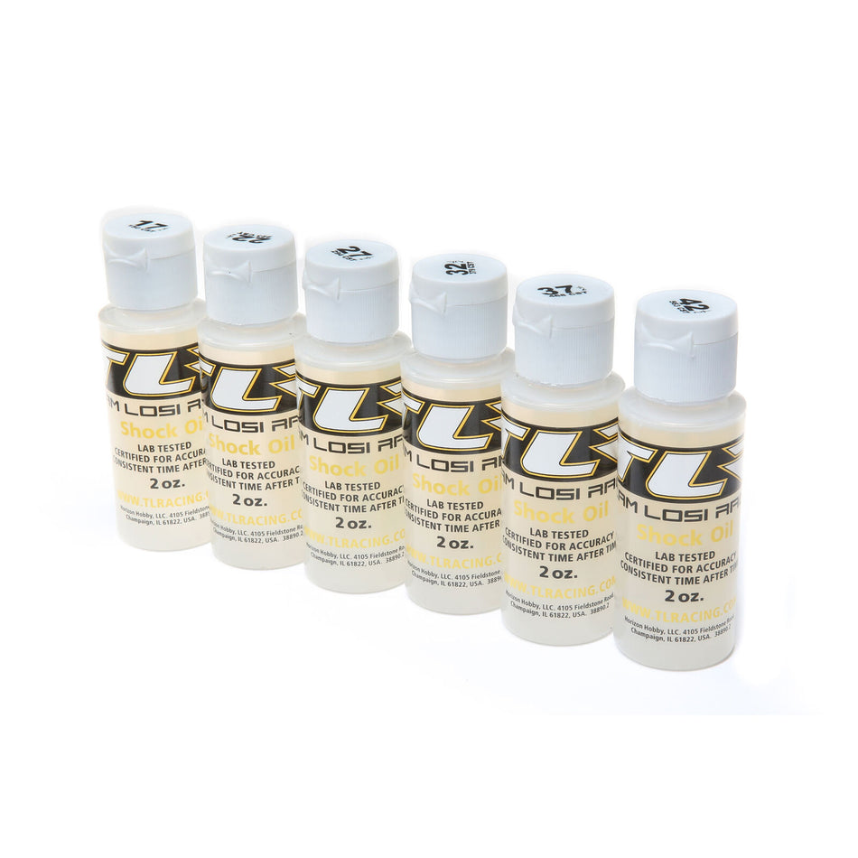 Losi Shock Oil 6 Pack, 17.5-42.5WT, 150-563CST, 2OZ