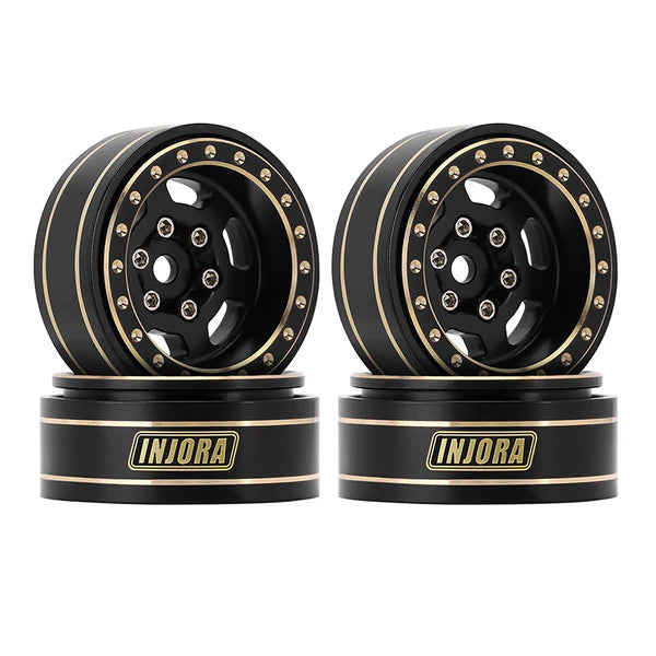 INJORA 1.0 Plus 6-Spoke Brass Beadlock Wheels 43g/pcs offset -3.75mm for 1/18 1/24 RC Crawler (4) (W1103)