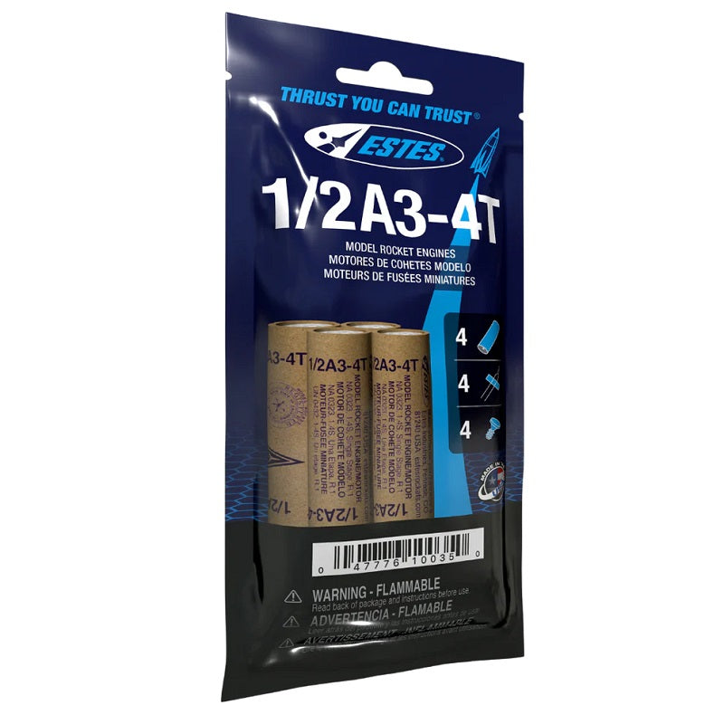 Estes 1/2A3-4T Model Rocket Engines, (4pk)