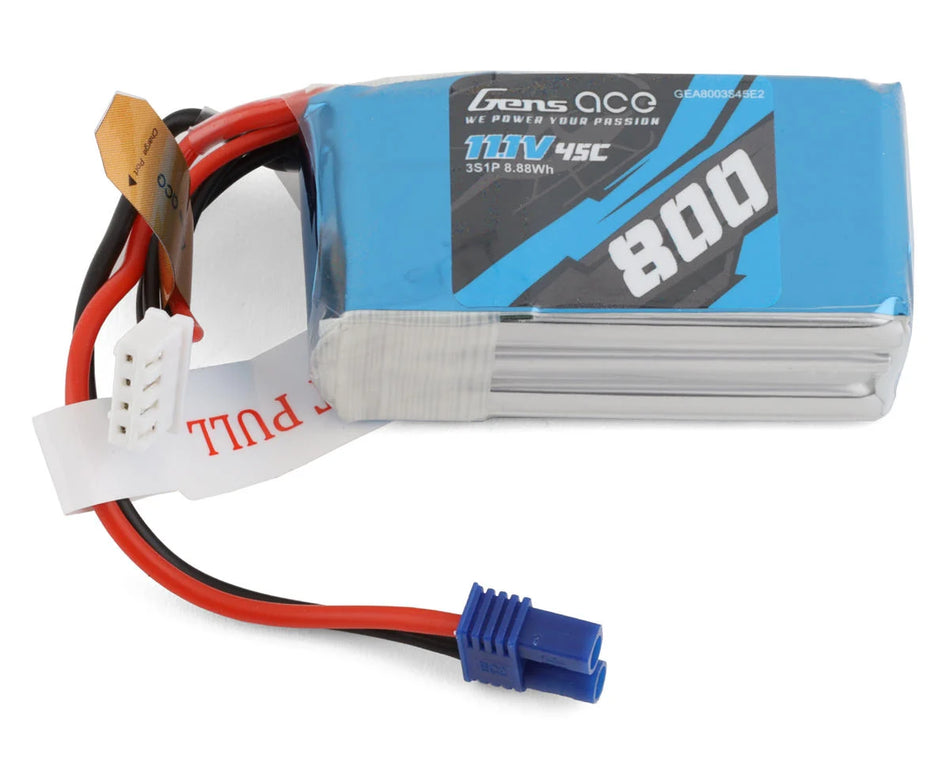 Gens Ace GEA8003S45E2 3S 11.1V 800mAh 45C LiPo Battery EC2