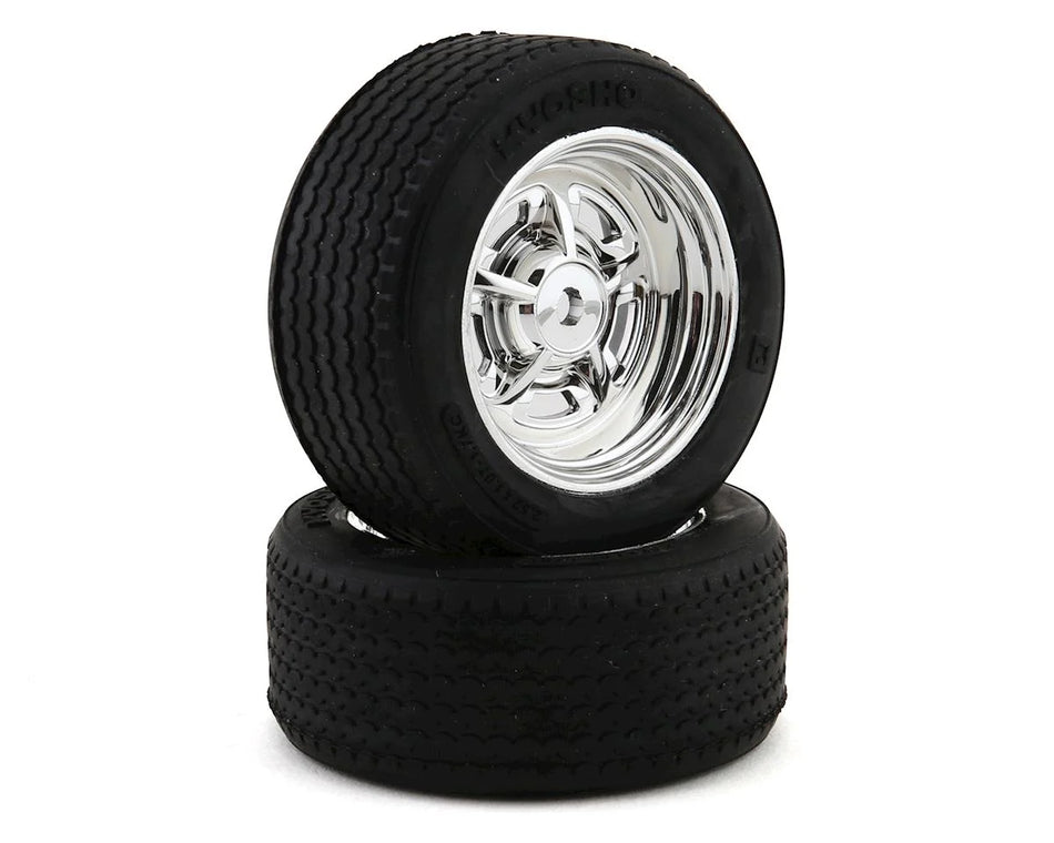 Kyosho Fazer Pre-Mounted Vintage Sedan Tires (Chrome) (2) (Medium) w/Rostyle 12mm Hex Wheels