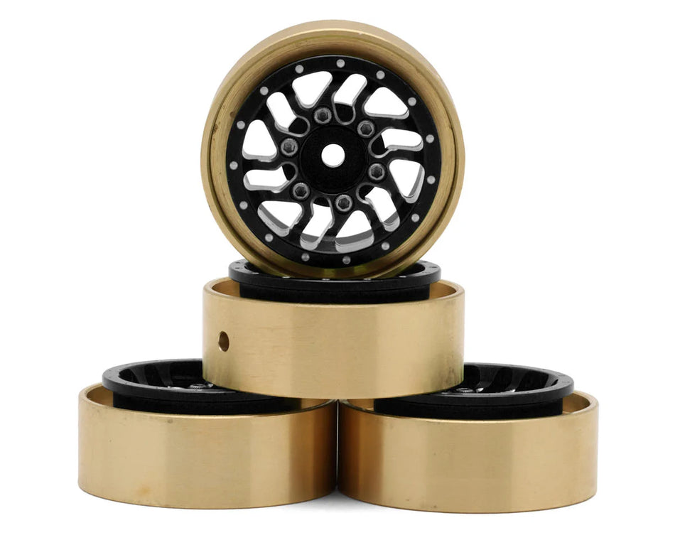 Samix Aluminum/Brass Bead-lock Wheel Set for Traxxas TRX-4M (Black) (4) (35g) (Adj. Offset)