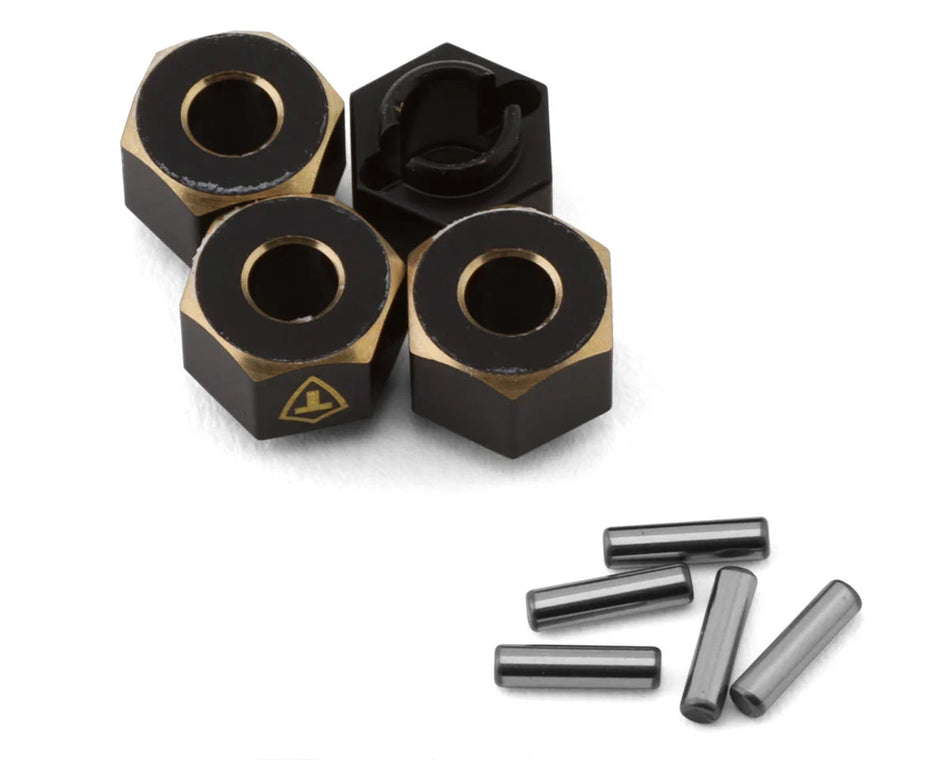 Treal Hobby Extended Brass Wheel Hub Hex for Traxxas TRX-4M (Black) (4) (1.3g) (+6mm Offset)