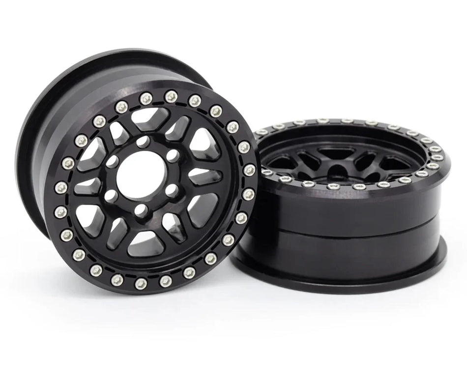 Vanquish Products VPS08190 1.9" Battle Born Kilo CNC Aluminum Crawler Beadlock Wheels (Black) (2)