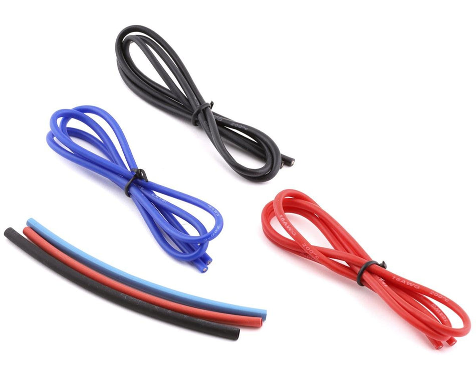 Yeah Racing Silicone Wire Set (Red, Black & Blue) (3) (1.9') (16AWG) w/Heat Shrink