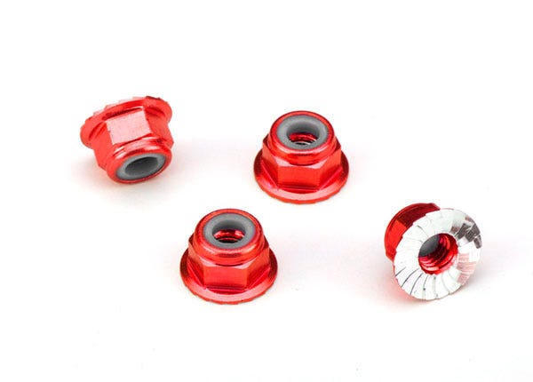 1747A Nuts 4mm Flanged Nylon Locking Red