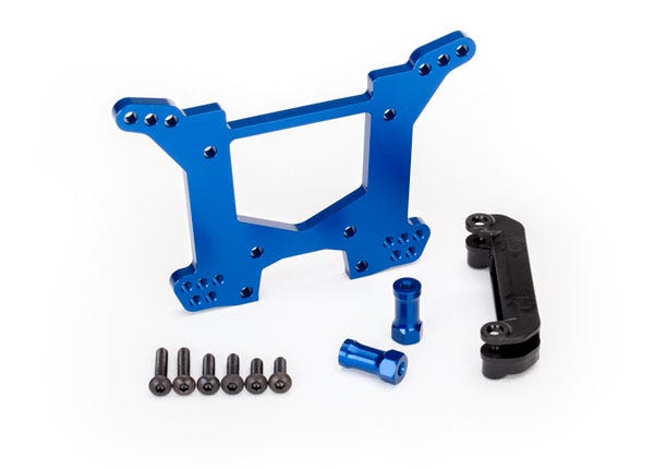 6738X Shock tower, rear, 7075-T6 aluminum (blue-anodized)