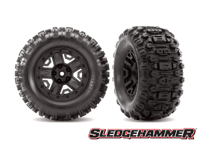 6792 Tires & wheels, assembled, glued black 2.8" wheels, Sledgehammer™ tires
