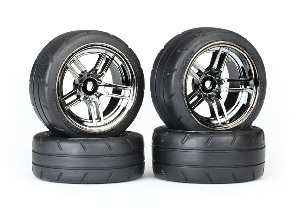 8375 Tires & wheels, assembled, glued (split-spoke black chrome wheels, 1.9" Response tires,