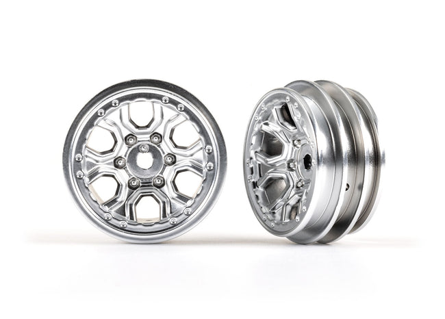 9770-SATIN  Wheels, 1.0" (satin chrome) (2)