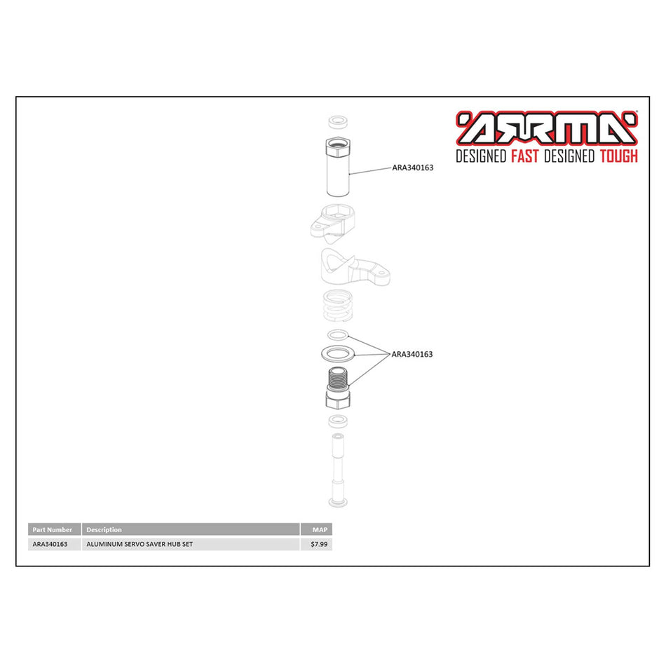 ARA340163 Aluminum Servo Saver Hub Set