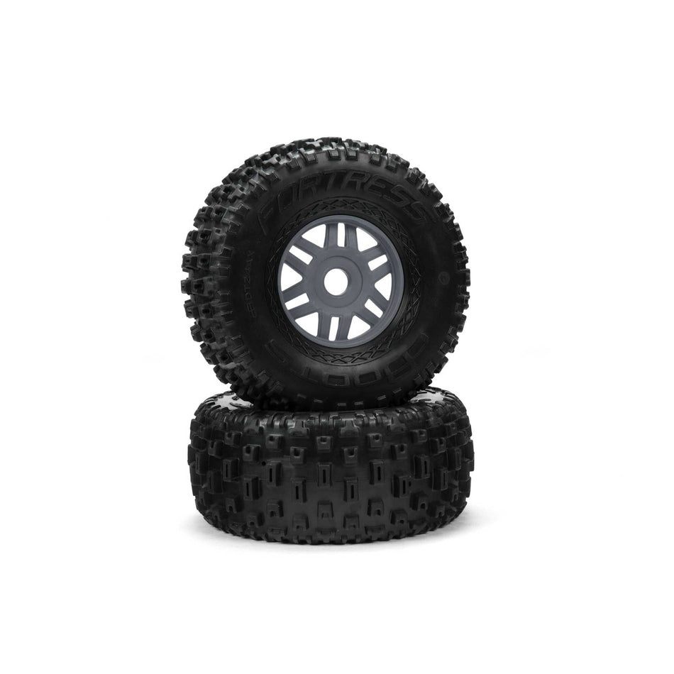 ARRMA 1/7 dBoots Fortress Front/Rear 2.4/3.3 Pre-Mounted Tires, 17mm Hex, Gunmetal (2)