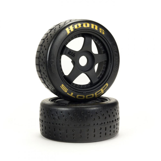1/7 dBoots Hoons Front 100 Gold Pre-Mounted Belted Tires, 17mm Hex (2): Felony