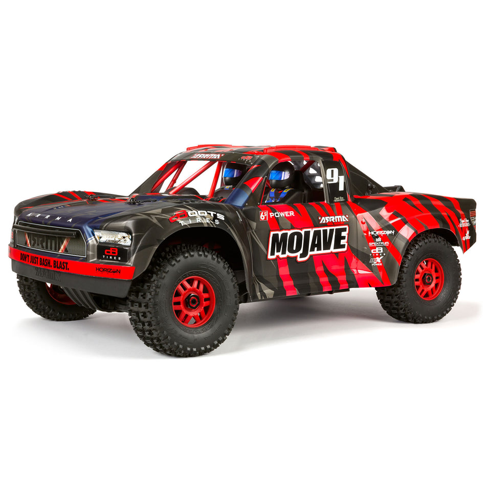 ARRMA 1/7 MOJAVE 6S V2 4WD BLX Desert Truck with Spektrum Firma RTR, Red/Black