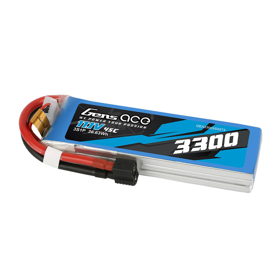 11.1V 3300mAh 45C 3S1P Lipo: EC3 And Deans Adapter