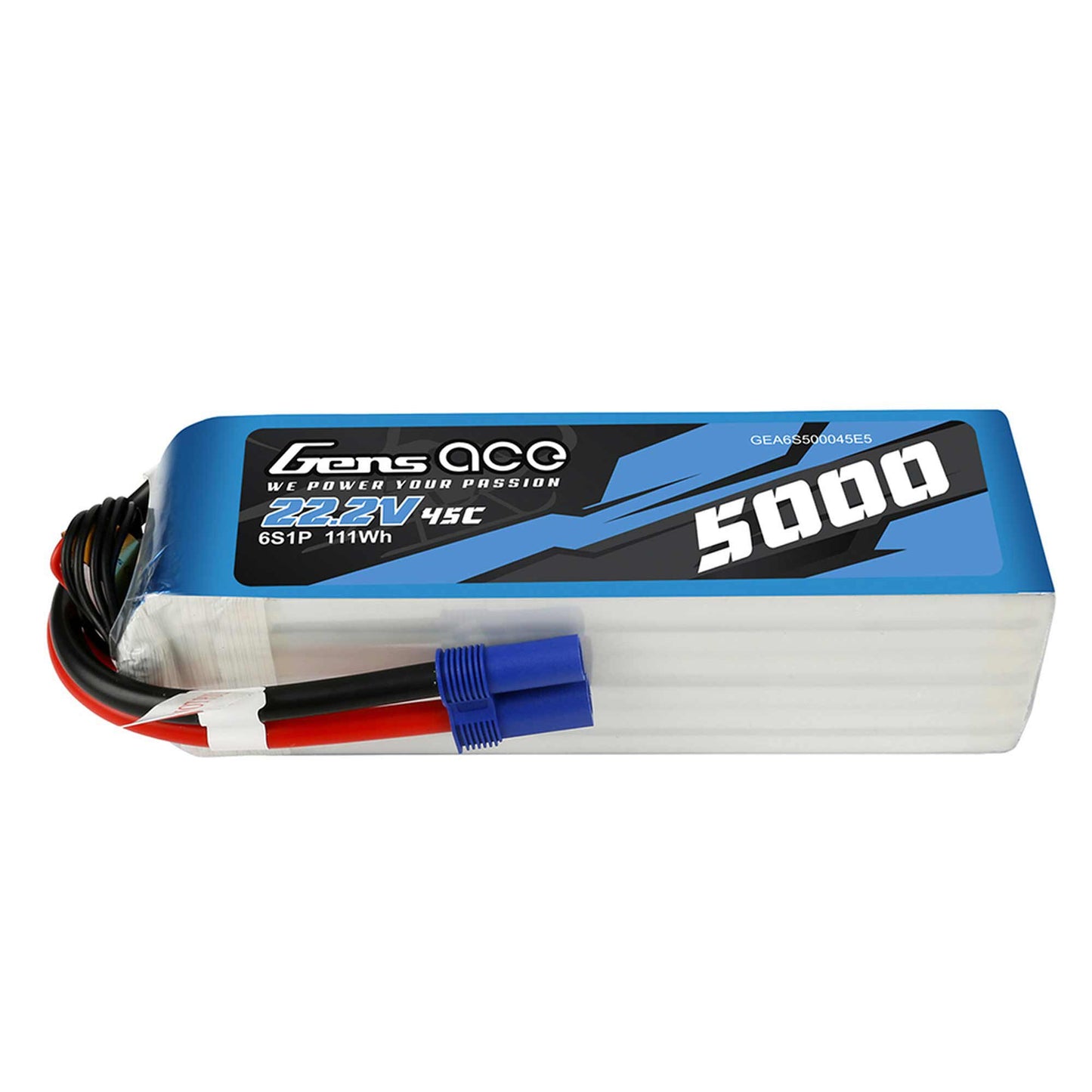 Gens Ace 5000mAh 6S1P 45C 22.2V LiPo Battery Pack With EC5 Plug