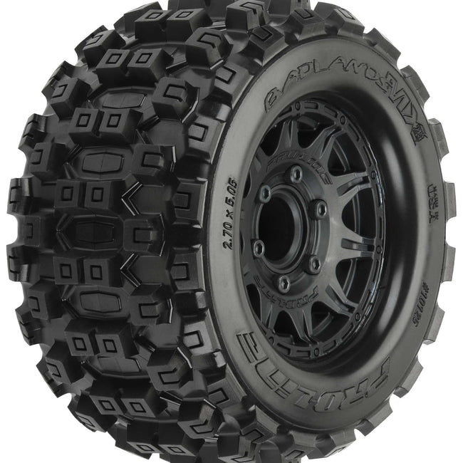 Pro-Line 1/10 Badlands MX28 Fr/Rr 2.8" MT Tires Mounted 12mm Blk Raid (2)