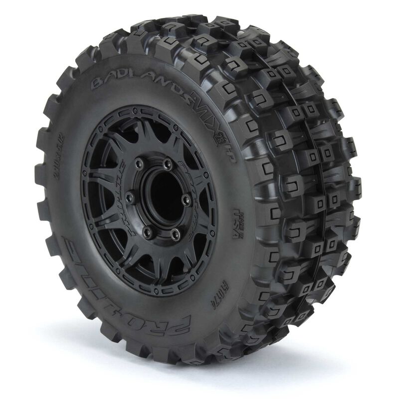 Pro-Line® 1/10 Badlands MX28 BELTED F/R 2.8" MT Tres Mounted 12mm Black Raid (2)