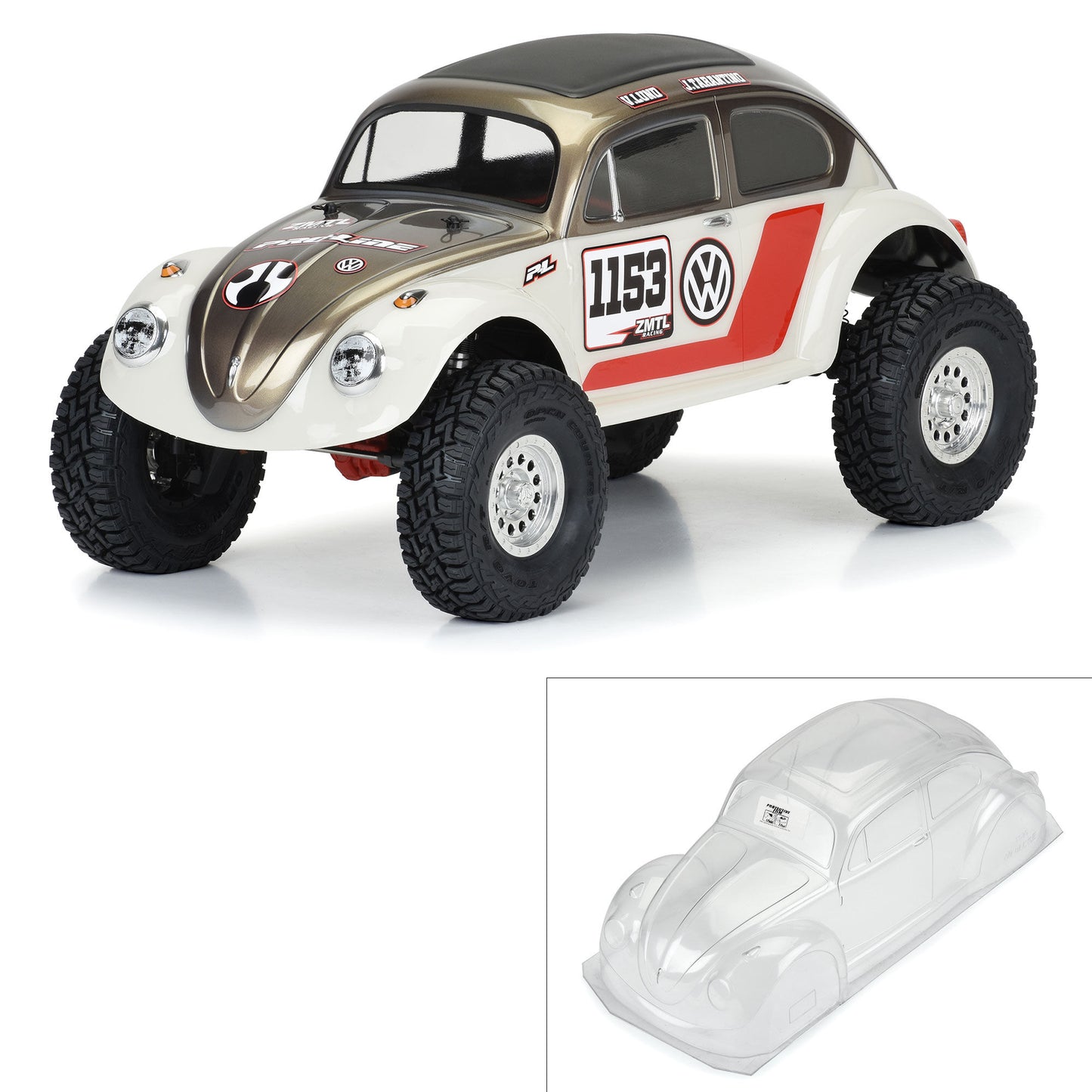 1/10 Pro-Line Volkswagen Beetle Clear Body 12.3" Wheelbase Crawlers