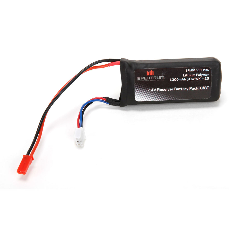 SPMB1300LPRX 7.4V 1300mAh 2S 5C LiPo Rx Pack w/JST Connector