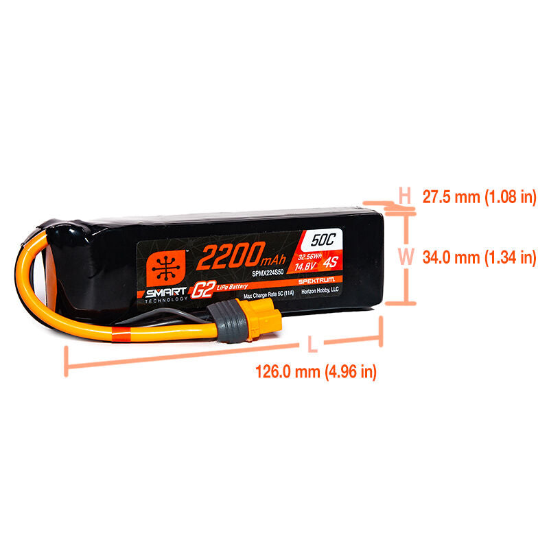 2200mAh 4S 14.8V Smart G2 LiPo 50C; IC3