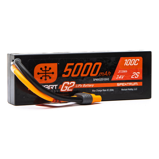 SPMX52S100H3 7.4V 5000mAh 2S 100C Smart G2 Hardcase LiPo Battery: IC3