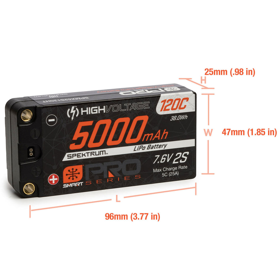 5000mAh 2S 7.6V Smart Pro Race HV LiPo 120C: 5mm