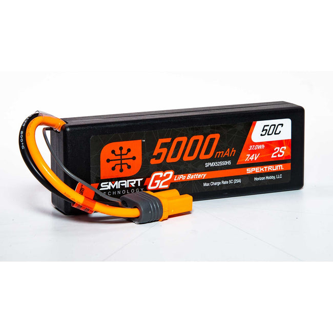 SPMX52S50H5 5000mAh 7.4V 2S 50C Smart G2 Hardcase LiPo Battery: IC5