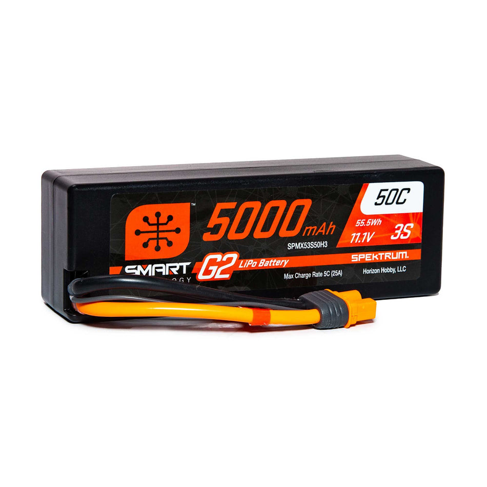 Spektrum SPMX53S50H3 5000mAh 3S 11.1V Smart G2 LiPo 50C Hard Case; IC3