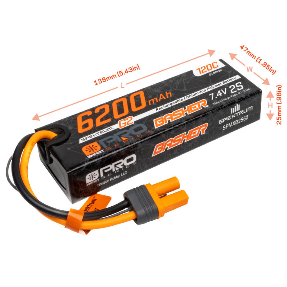 6200mAh 2S 7.4V Smart Pro Basher LiPo 120C; IC5