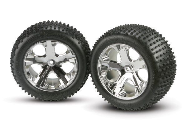3770 Tires & wheels, assembled, glued (2.8") All-Star chrome wheels,