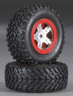 7073A Tire&WheelRed (2): Slash 1/16